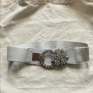 Elegant White Belt with Crystal Embellishment
